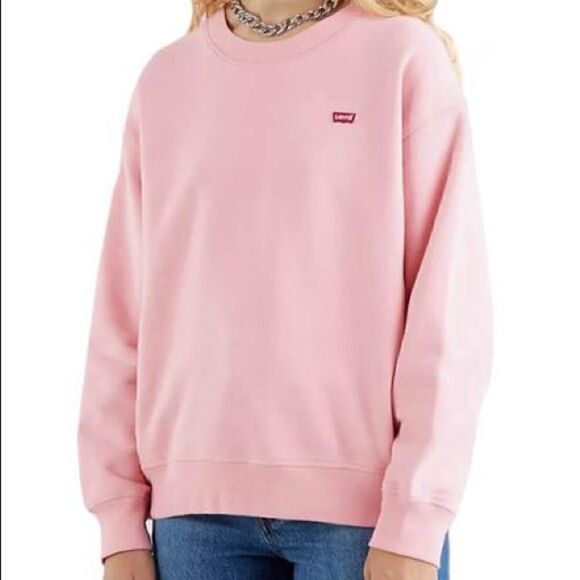 Levi's Sweatshirt Relaxed Fit Pink Red Women's Size Medium M Brushed Fleece New - Picture 7 of 15